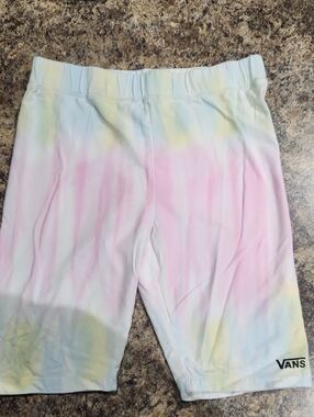 Vans Womens Pastel Tie-Dye Bike Shorts - Pink, Yellow, Blue Size Medium